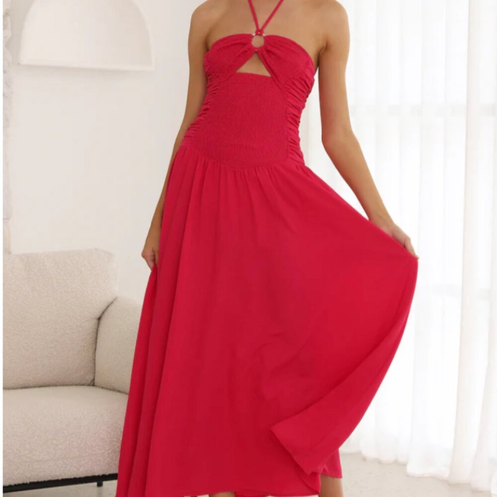 GO BACK IN TIME MIDI DRESS (NEW WITH TAGS)